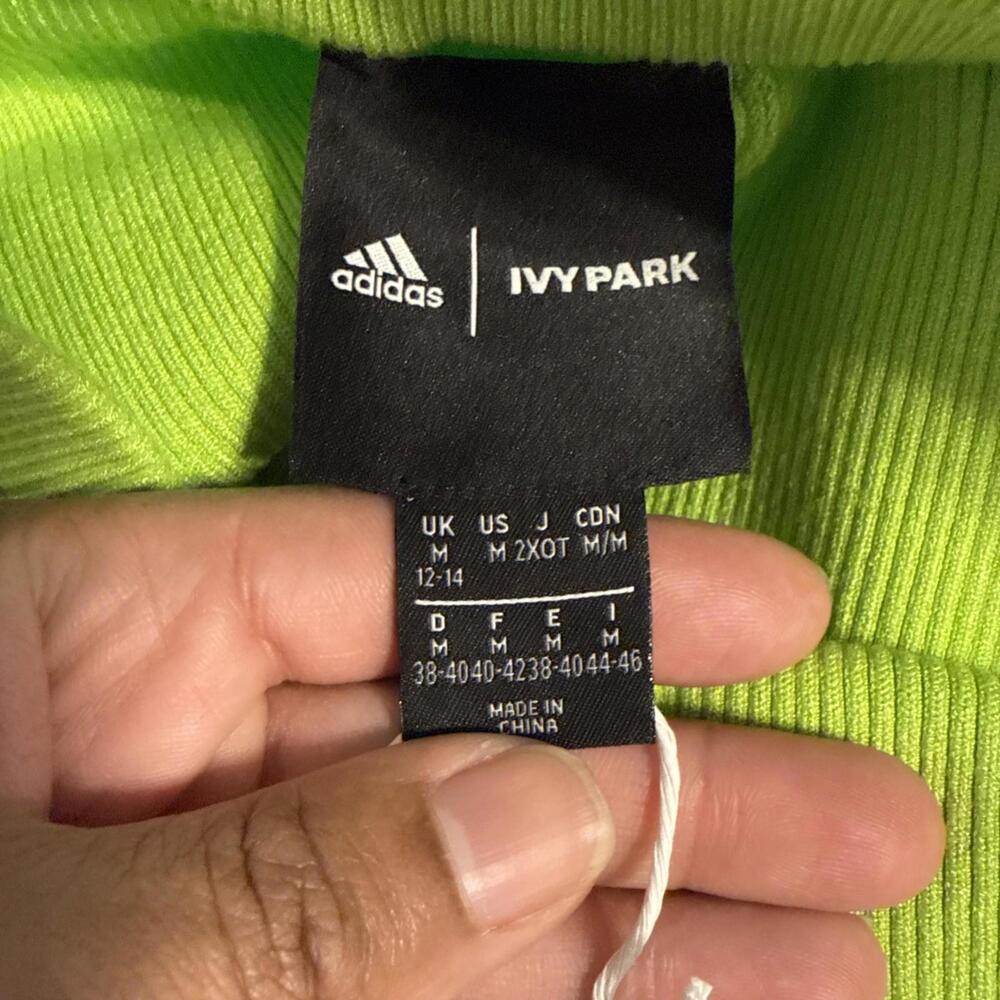 NWT Adidas X Ivy Park Lime Green Heavy Knit Ribbed Jogger Sweatpants - MED - Picture 9 of 12